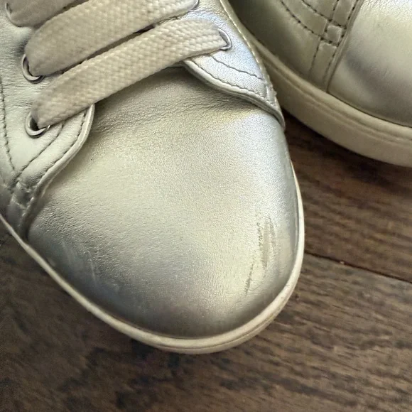 Prada Women's Metallic Silver Sneakers Size 38 - Picture 4 of 12